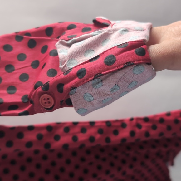 New With Tags New York & Company Red Polka Dot Blouse Vintage Vibe Size Large - Picture 5 of 12